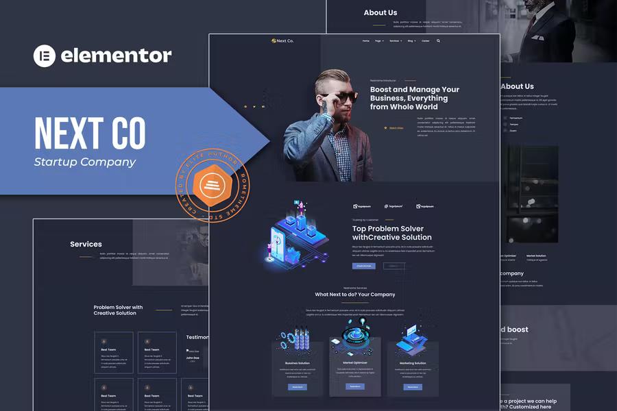 Preview image for Next Co - Startup Company Elementor Template Kit