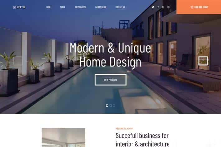 Nextin - Architecture & Interior Design Drupal 9 Theme - Business