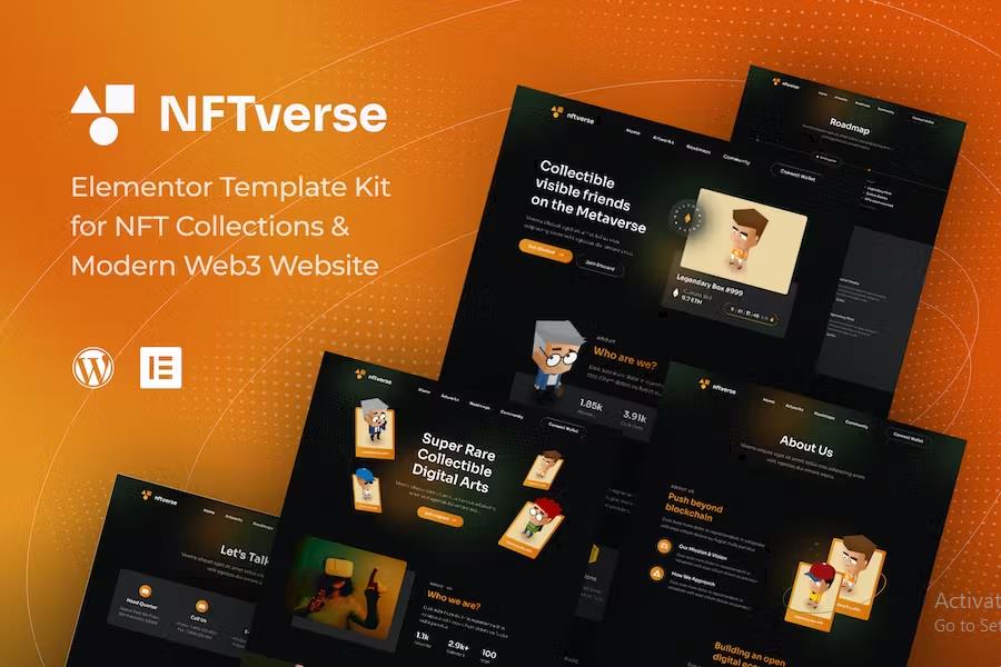 NFTverse - Futuristic NFT Portfolio Elementor Template Kit listing image