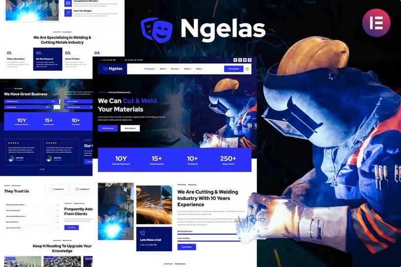 Product preview supplied for Ngelas - Welding & Cutting Services Elementor Template Kit
