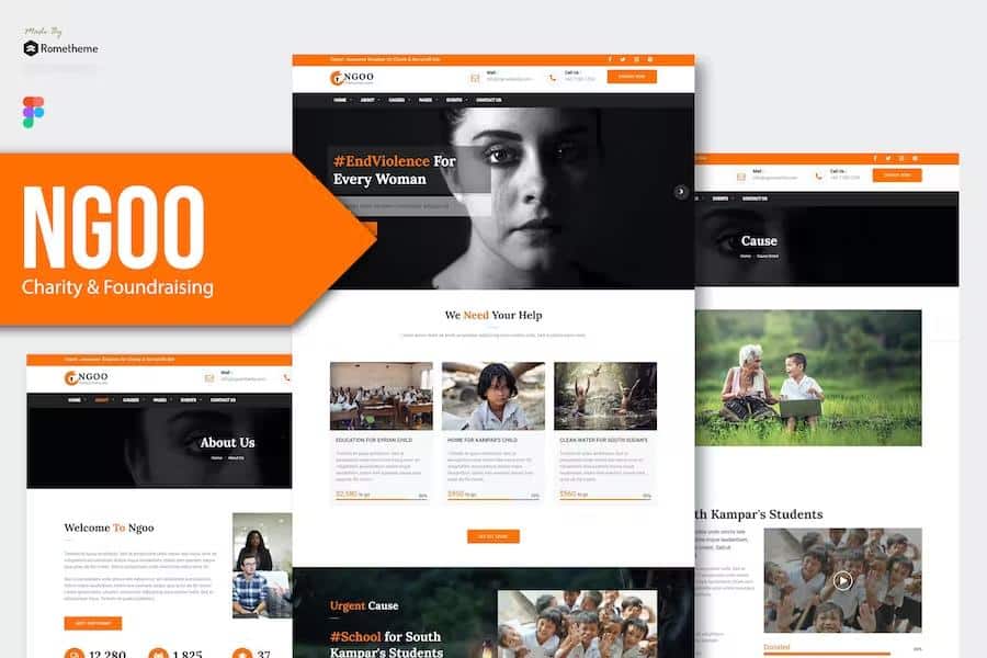 NGOO - Charity, Non-profit, and Fundraising Figma Template