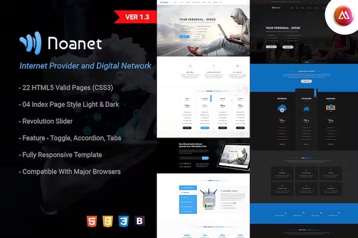 Product preview supplied for Noanet Digital Network and Internet Provider HTML