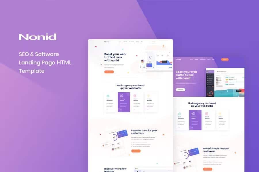 Nonid - SEO & Software Landing Page HTML Template listing image