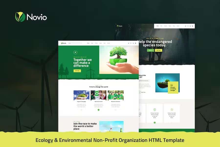 Novio - Ecology & Environmental Non-Profit Organization HTML5 Template