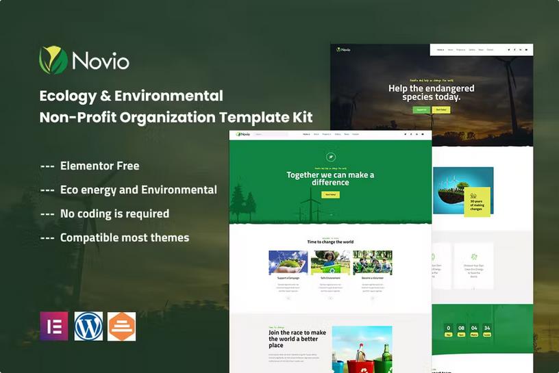 Novio - Ecology & Environmental Non-Profit Organization Template Kit listing image