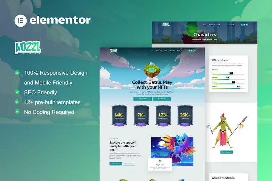 Preview image for Nozzle - Game NFT Elementor Pro Template Kit
