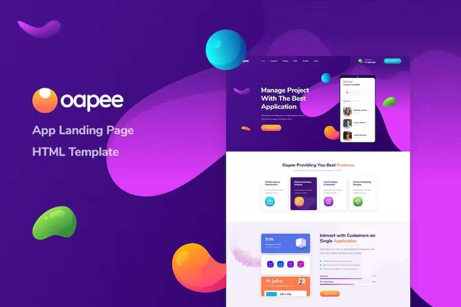 Oapee - App Landing Page HTML Template