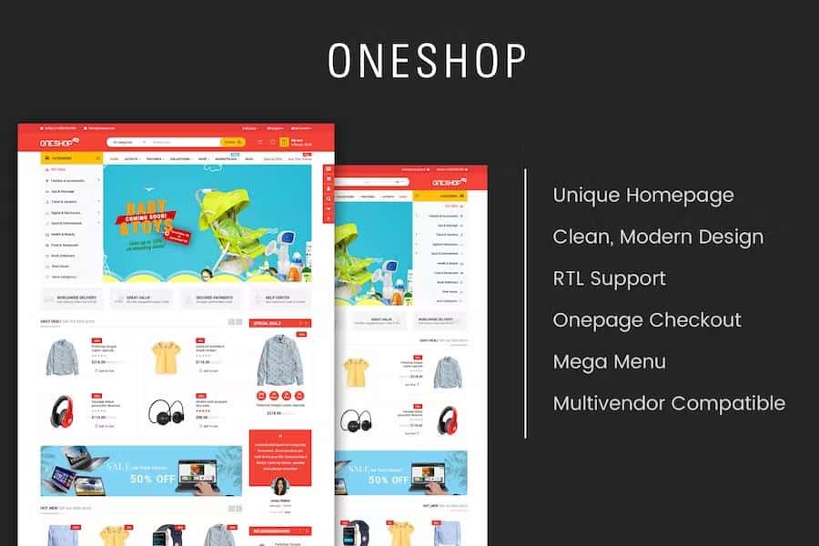 OneShop - Drag & Drop Muti-vendor & Multipurpose Responsive OpenCart 3 Theme