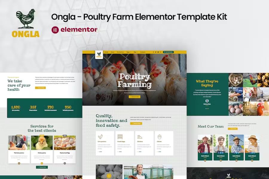 Product preview supplied for Ongla - Poultry Farm Elementor Template Kit