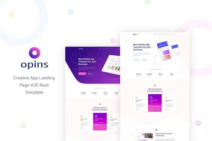Opins - Creative App Landing Page Vue Nuxt Template