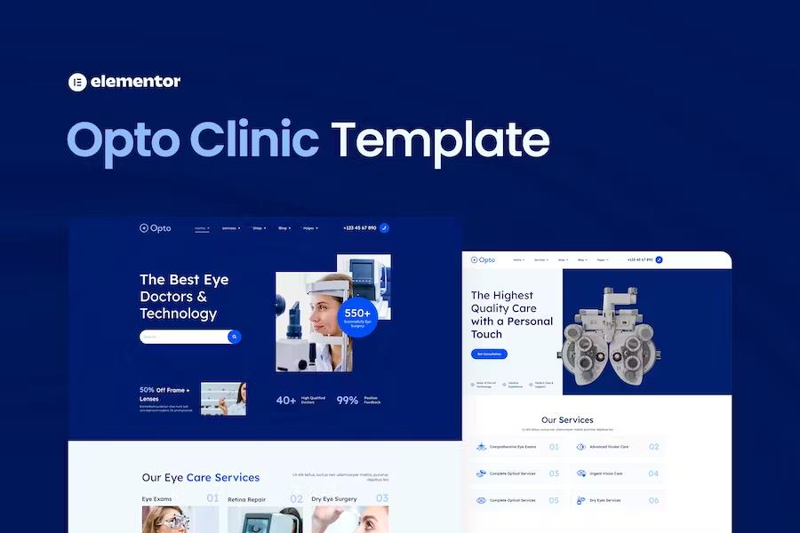 Preview image for Opto – Eye Care Center Elementor Pro Template Kit