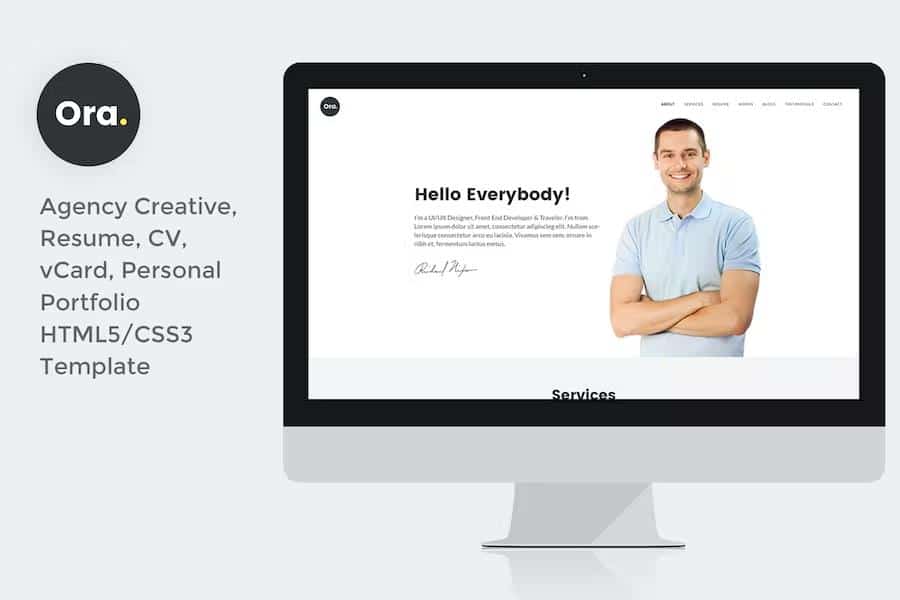 Ora - Responsive Resume  CV  vCard &  Personal Portfolio HTML5 Template