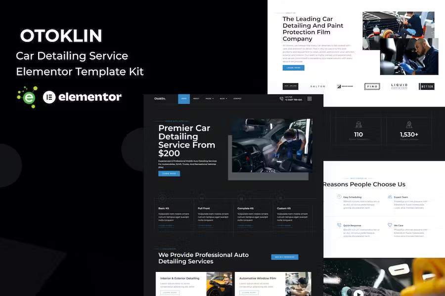 Product preview supplied for Otoklin - Car Detailing Service Elementor Template Kit