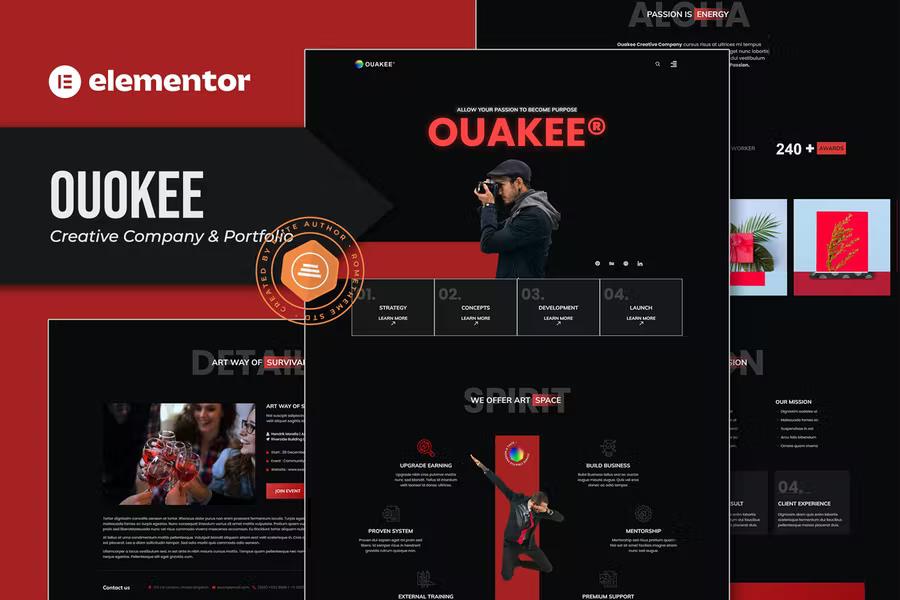 Ouakee - Creative Company & Professional Portfolio  Elementor Template Kit product preview