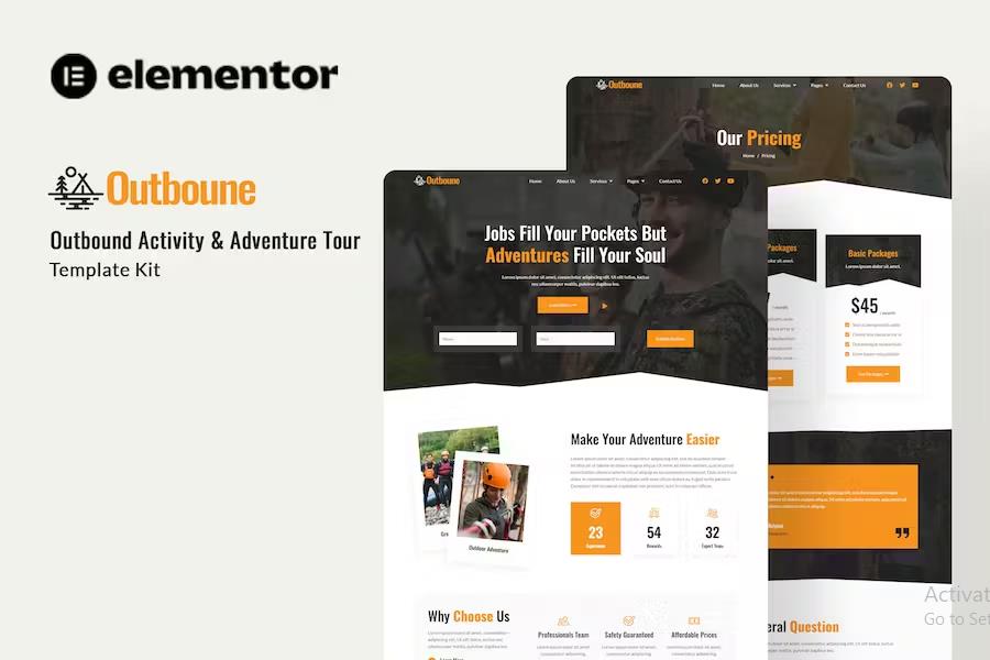 Outbone - Outbond Activity & Adventure Tour Elementor Template Kit product preview