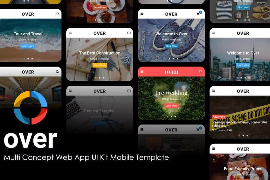 Over - Multi-Concept Web App UI Kit Mobile Template