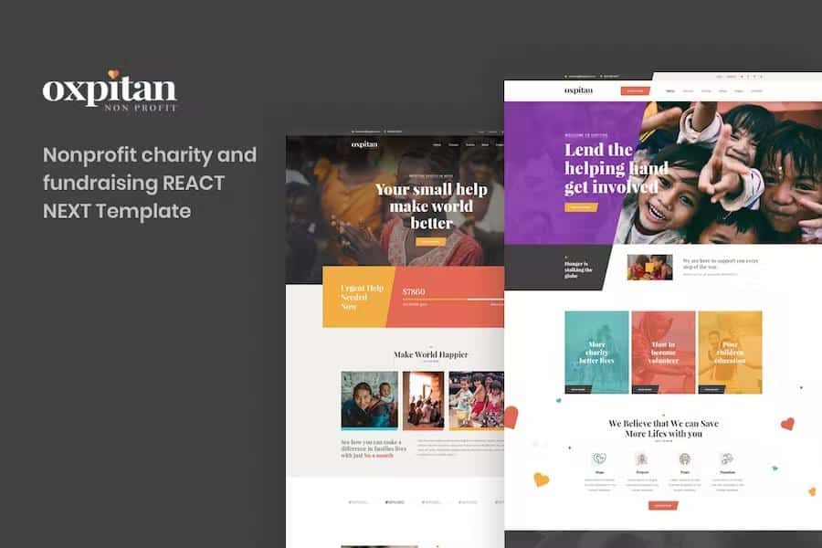 Oxpitan - React Next Nonprofit Charity and Fundraising Template