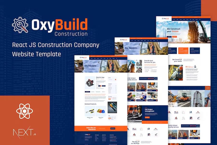 Oxybuild - React Construction Template with Next JS