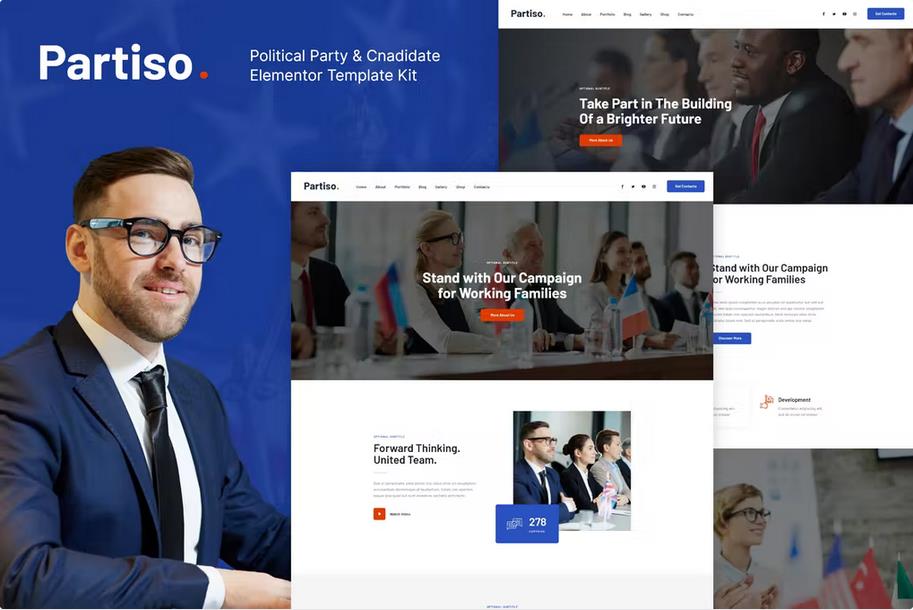 Partiso | Political Party & Candidate Elementor Template Kit