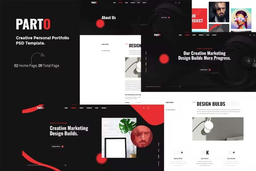Parto - Creative Personal Portfolio PSD Template.