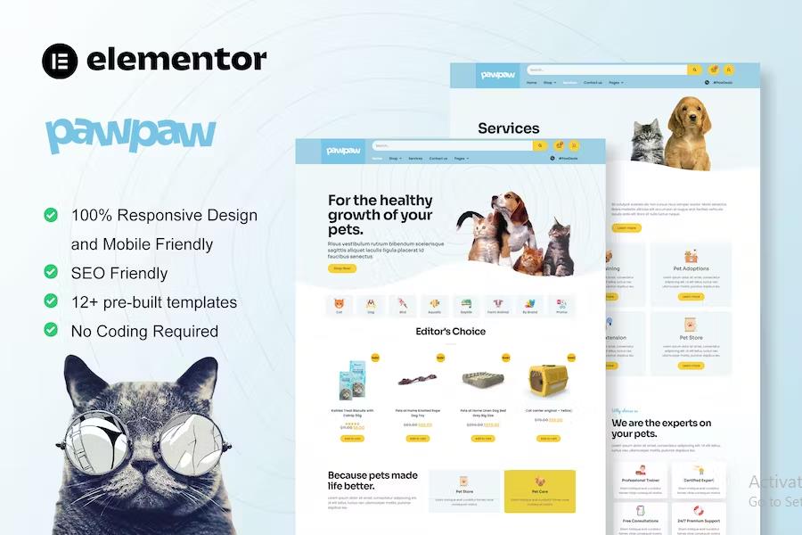 PawPaw - WooCommerce Pet Shop & Pet Care Elementor Template Kit listing image