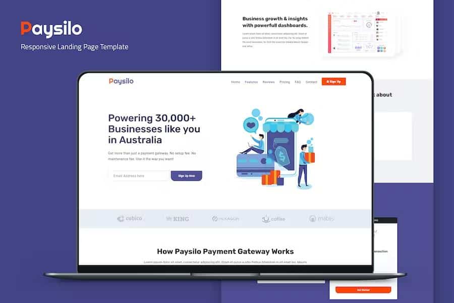 Paysilo - Responsive Landing Page Template product preview