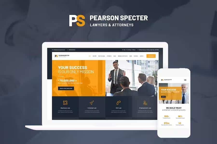 Pearson Specter - WordPress Theme for Lawyer & Attorney