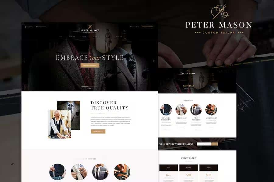 Peter Mason - Custom Tailoring and Clothing Store WordPress Theme