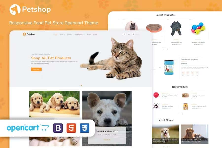 PetShop - Responsive Food Pet Store OpenCart 3 Theme