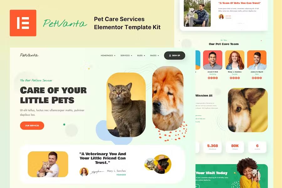 Product preview supplied for Petvanta - Pet Care Services Elementor Template Kit