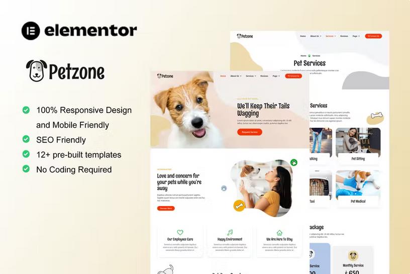 Preview image for PetZone - Pet Care Services Elementor Template Kit