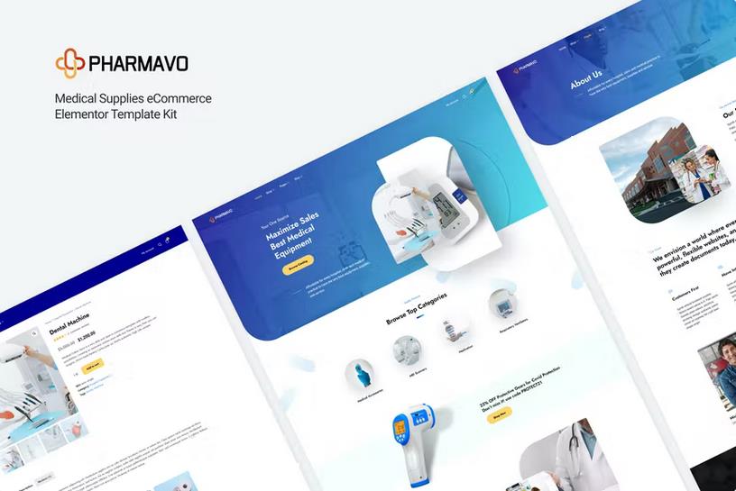 Pharmavo | Medical Supplies eCommerce Elementor Template Kit product preview