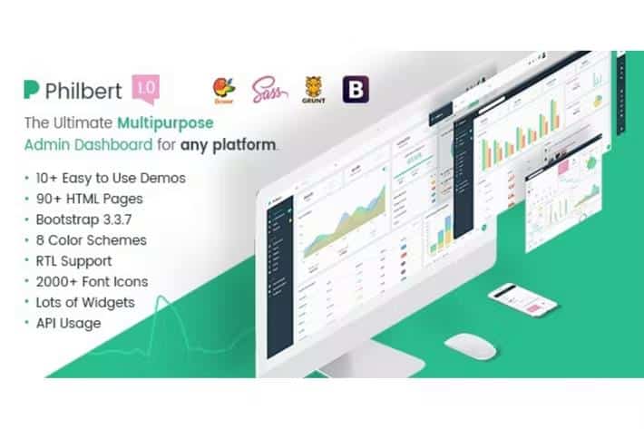 Philbert - Multipurpose Bootstrap Admin Dashboard Template + UI Kit product preview