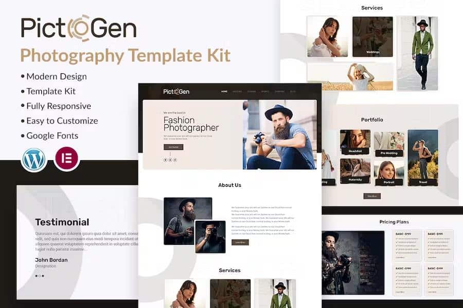 Preview image for Pictogen -  Creative Photography Elementor Template Kit