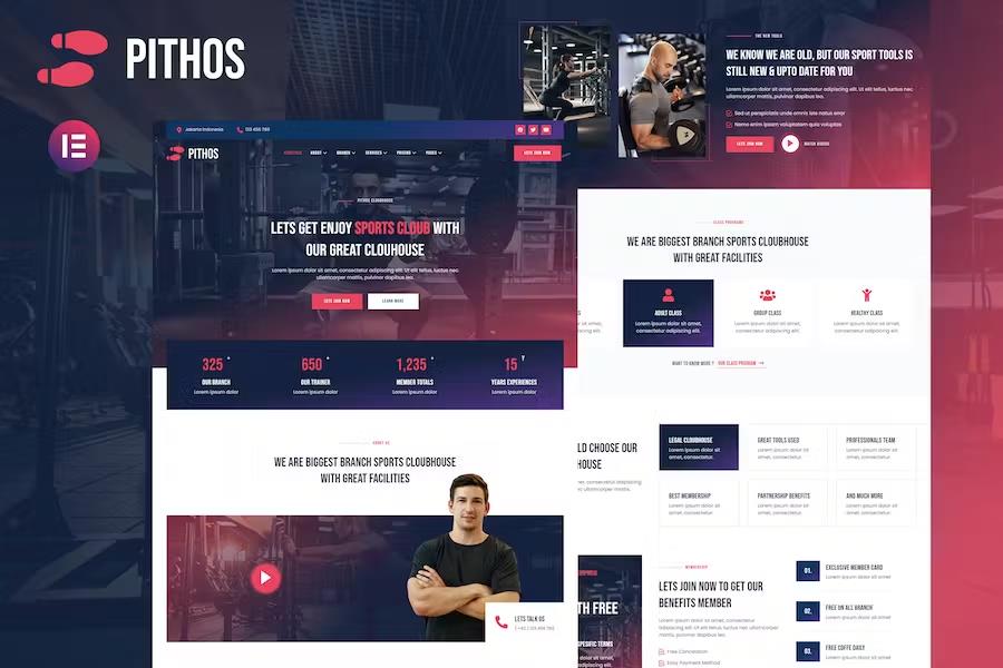 Preview image for Pithos - Fitness Center & Cloubhouse Elementor Template Kit