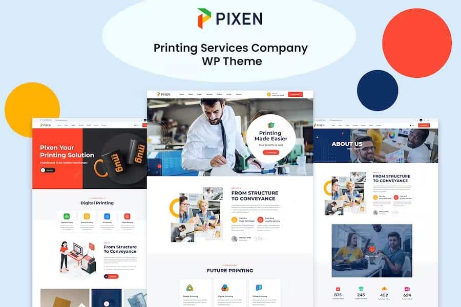 Pixeen - Printing Services Company WordPress Theme + RTL