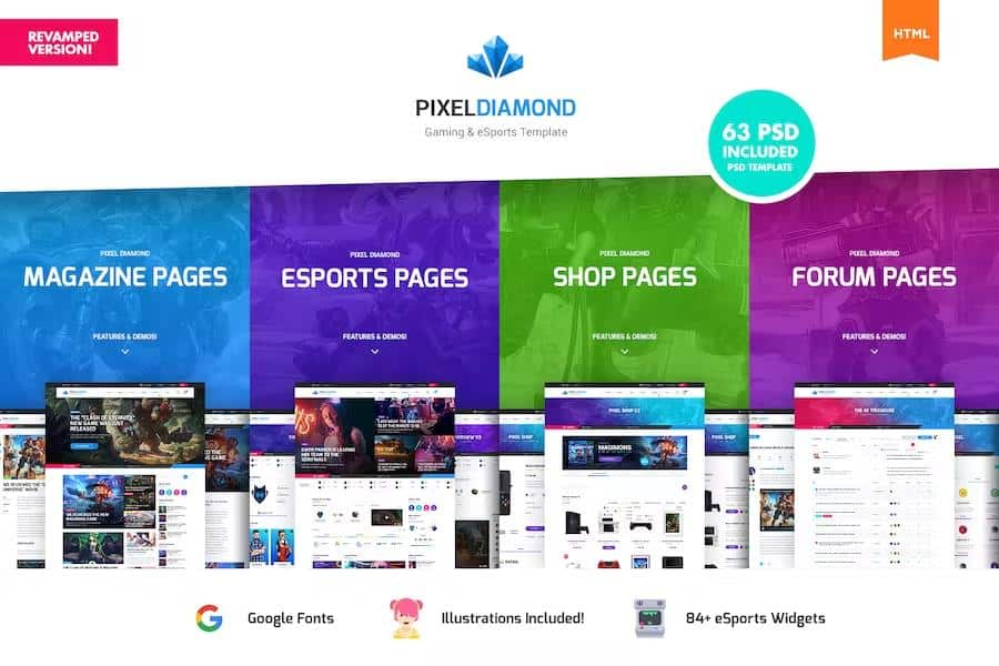 Pixel Diamond - HTML eSports Team, Sports Results & Gaming Magazine & Community