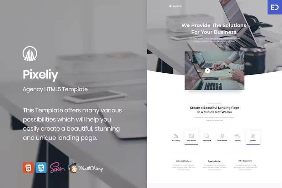 Pixeliy - Business HTML Landing Page Template