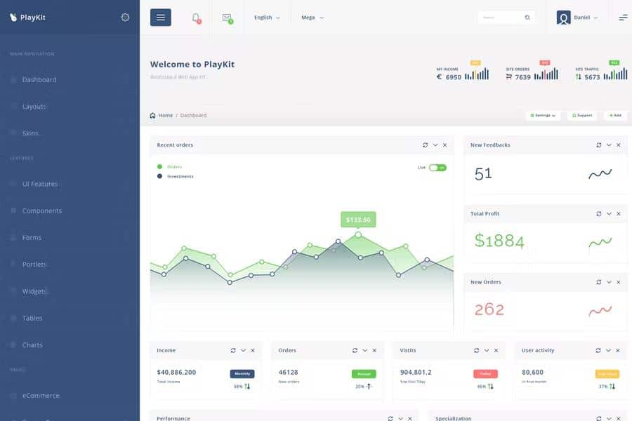 PlayKit - Web App PSD Template