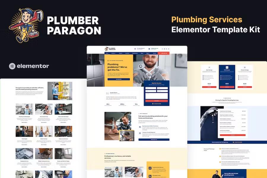 Product preview supplied for Plumber Paragon - Plumbing Services Elementor Pro Template Kit
