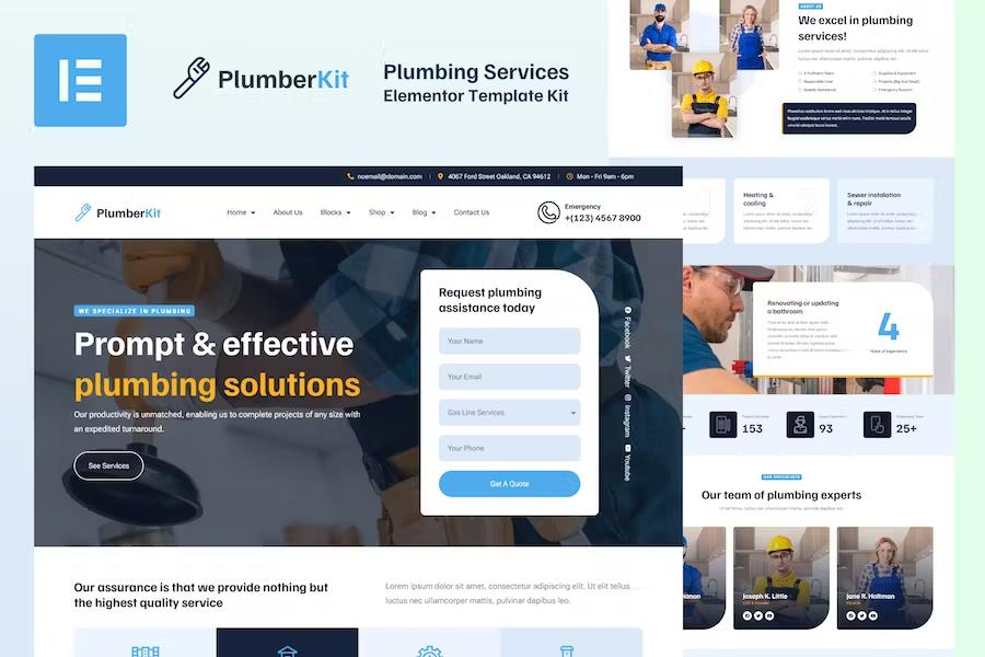 PlumberKit - Plumbing Services Elementor Template Kit product preview