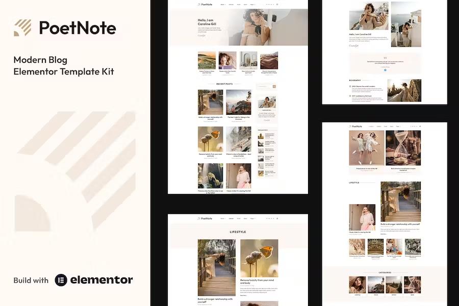 PoetNote - Modern Blog Elementor Pro Template Kit listing image