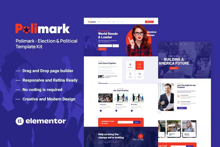 Preview image for Polimark - Political Campaign & Elections Elementor Template Kit