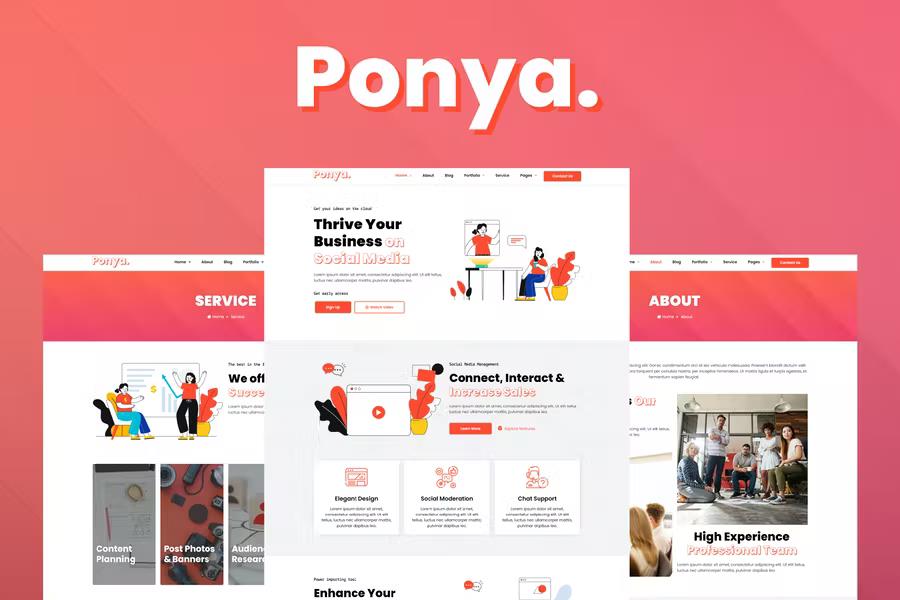 Ponya - Social Media Agency Template Kit