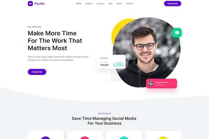 Product preview supplied for Portfo - Personal Portfolio One Page HTML Template