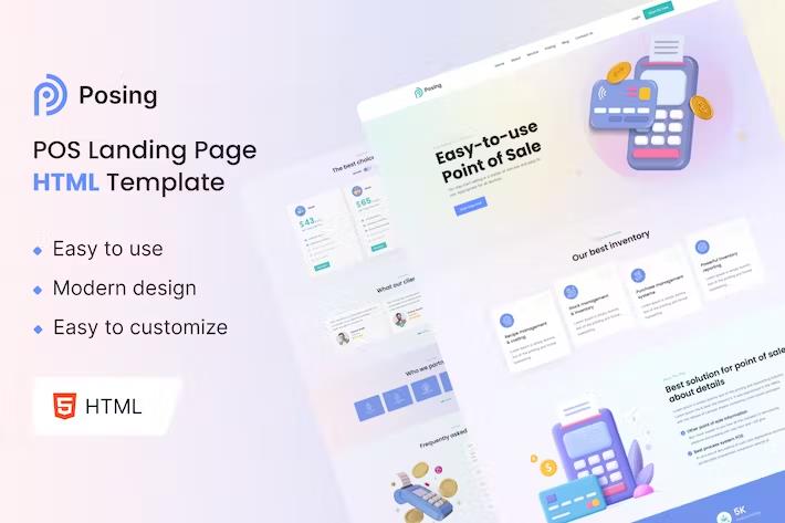 Product preview supplied for Posing - Point of Sale Landing Page HTML Template