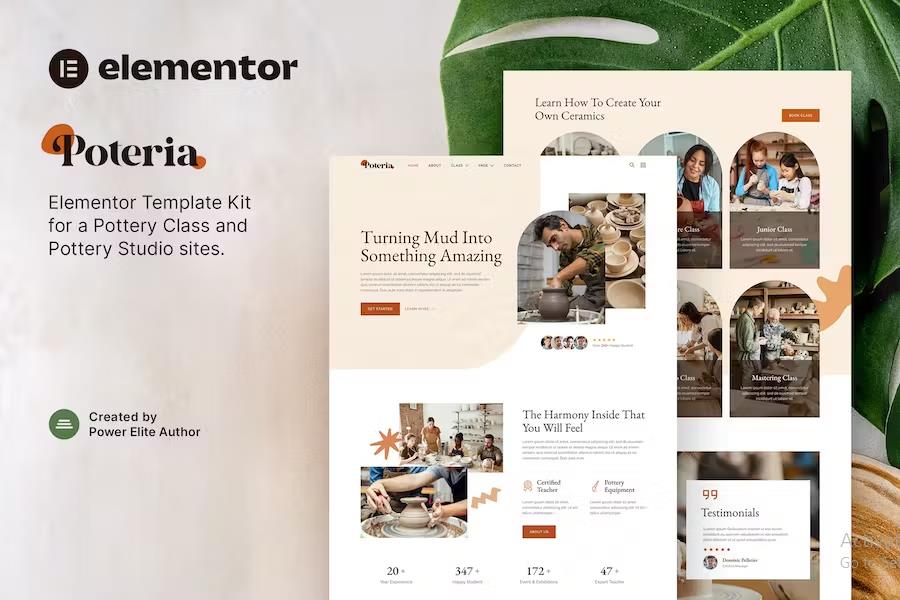 Preview image for Poteria – Pottery Class & Studio Elementor Template Kit