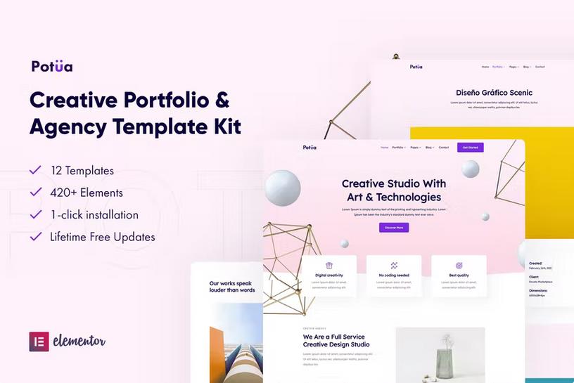 Potua - Creative Portfolio & Agency Elementor Template Kit