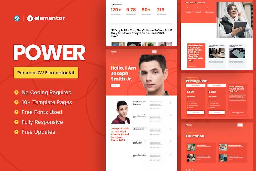 Preview image for Power - Personal CV Elementor Pro Template Kit