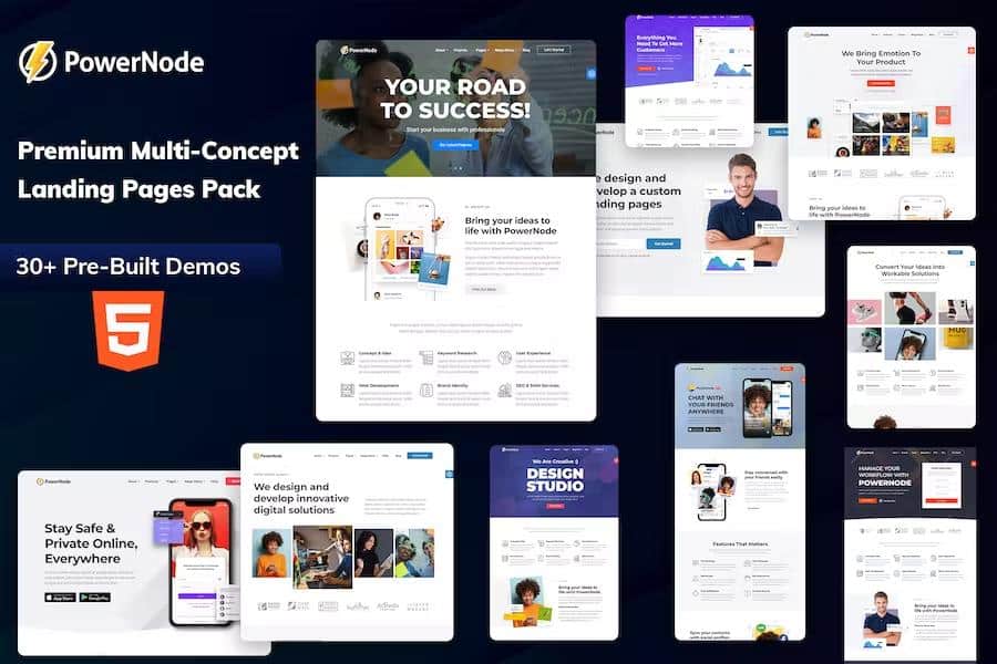PowerNode - Multi-Concept Landing Pages HTML Template